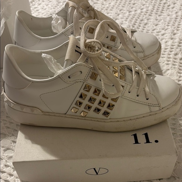 Valentino White Studded Women's Sneakers - Picture 5 of 12